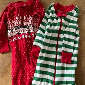 Festive Red and Green Striped Kids Pajamas